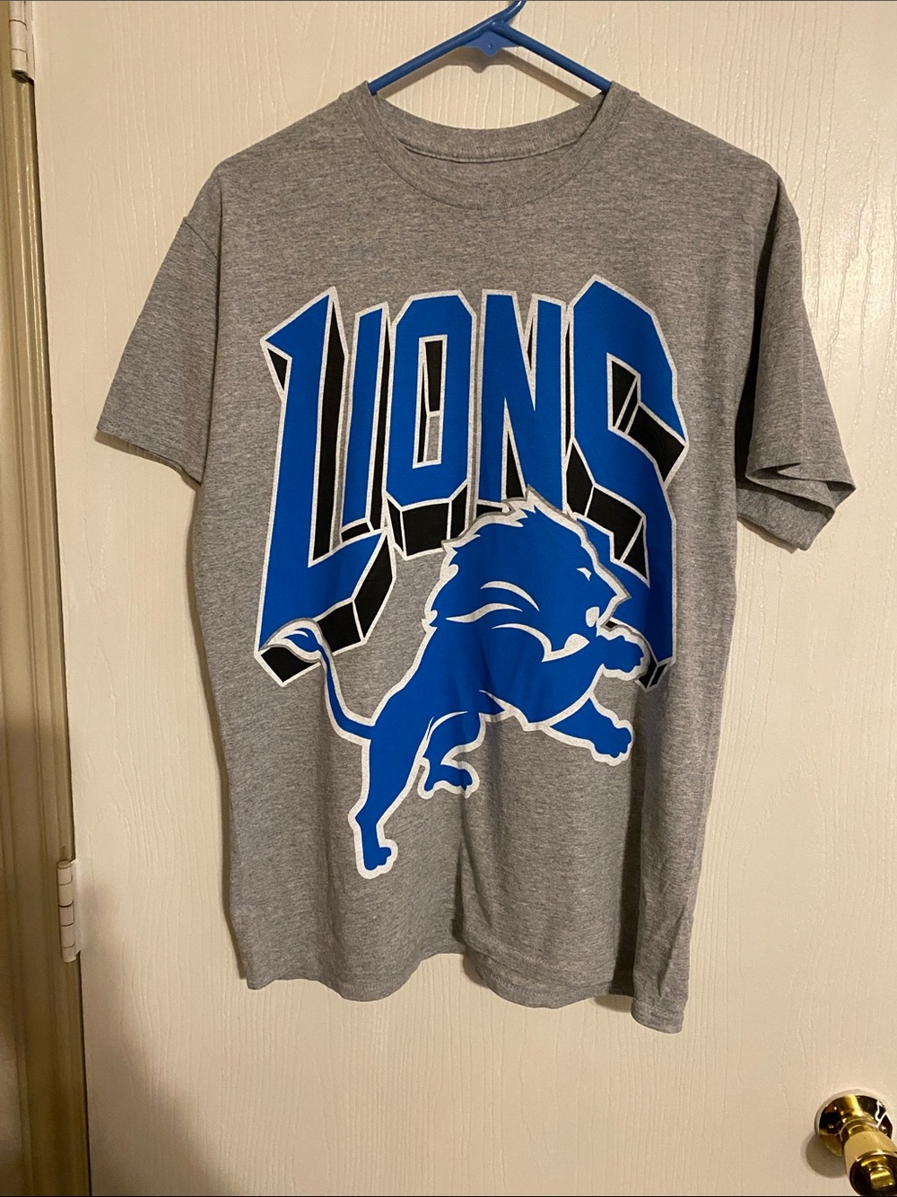 Junk Food Clothing Gray Tee with Blue Lions Graphic